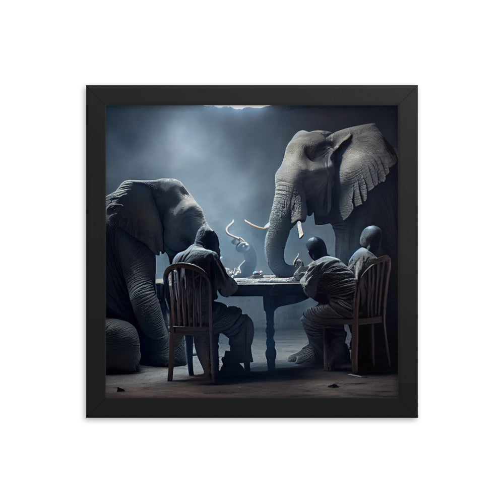Elephants Playing Poker Framed Poster #2