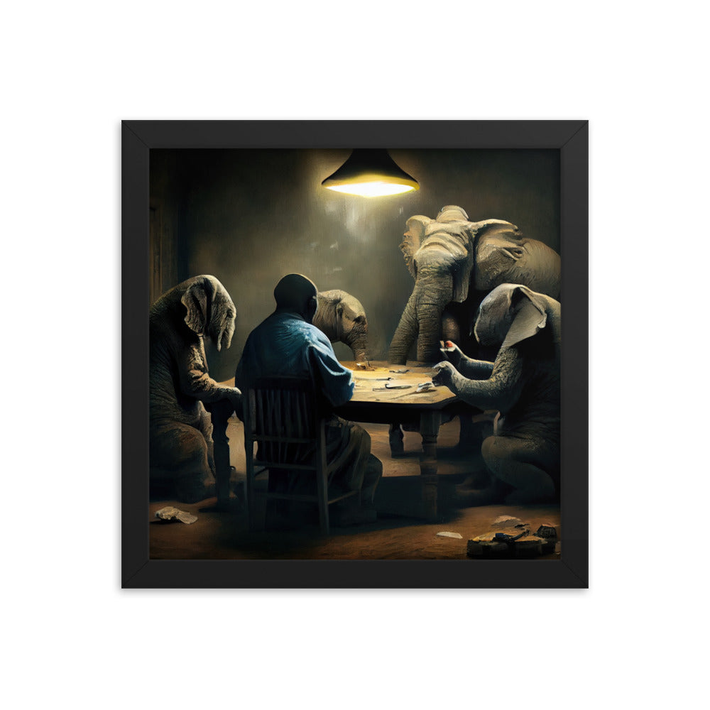 Elephants Playing Poker Framed Poster #1