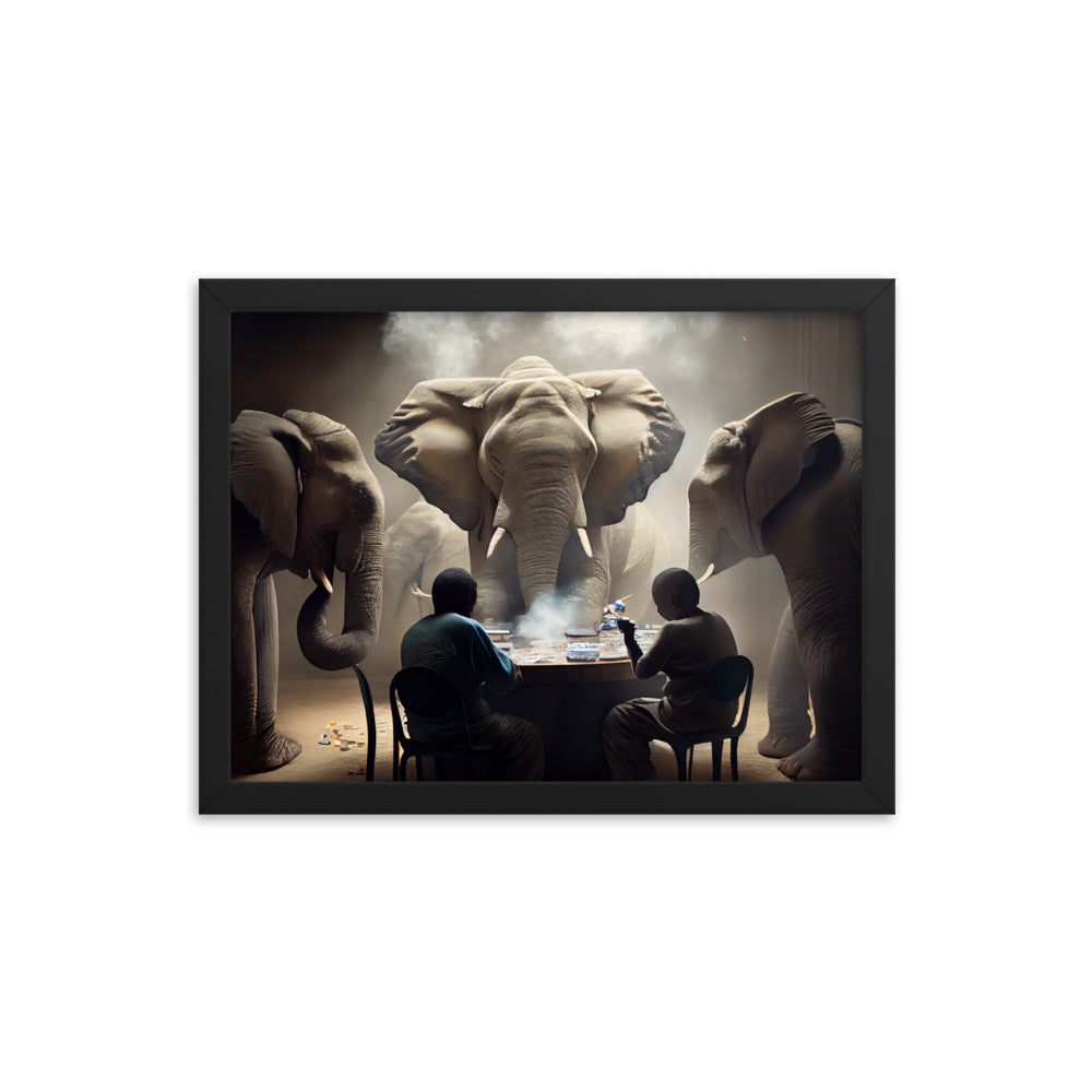 Elephants Playing Poker Framed Poster #3