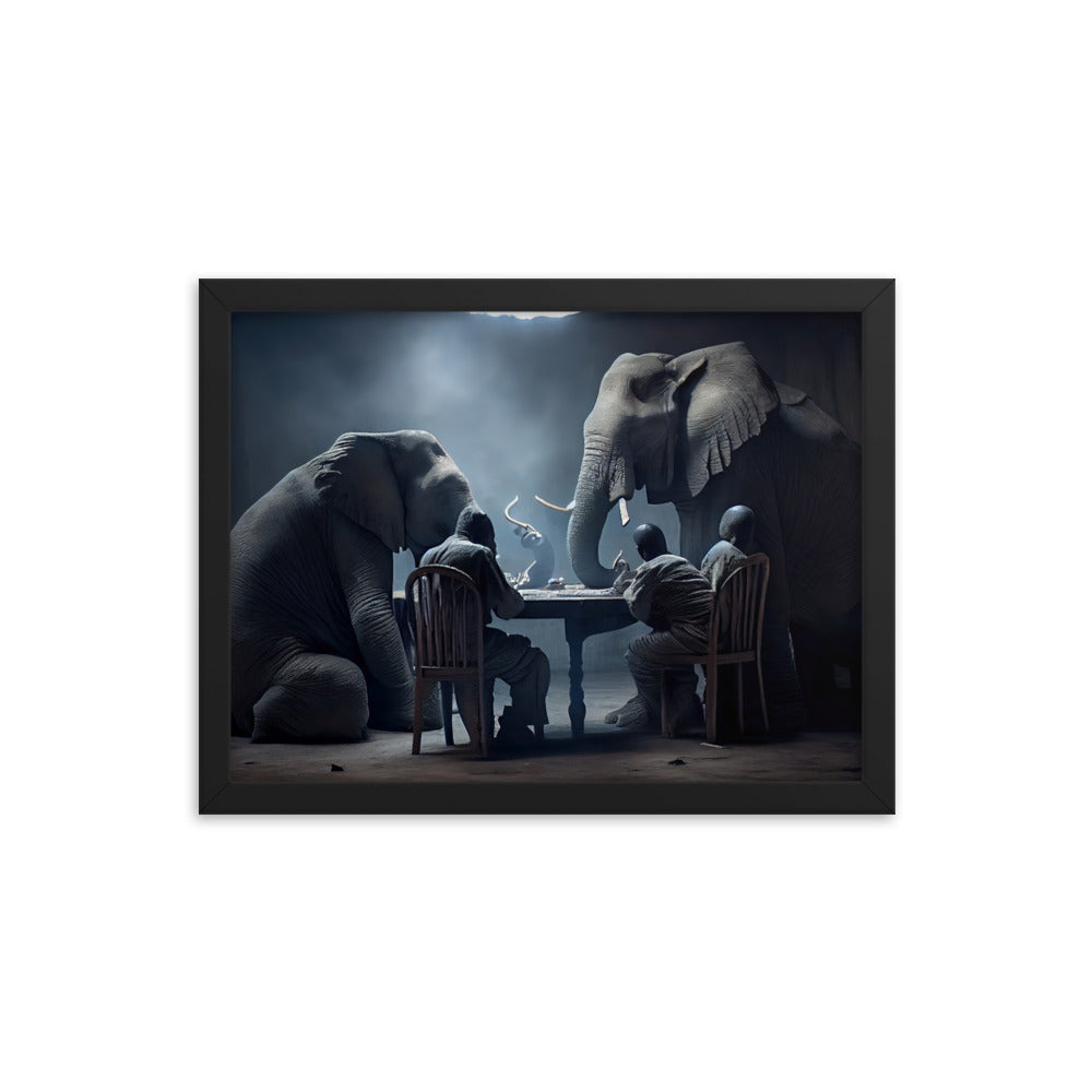 Elephants Playing Poker Framed Poster #2