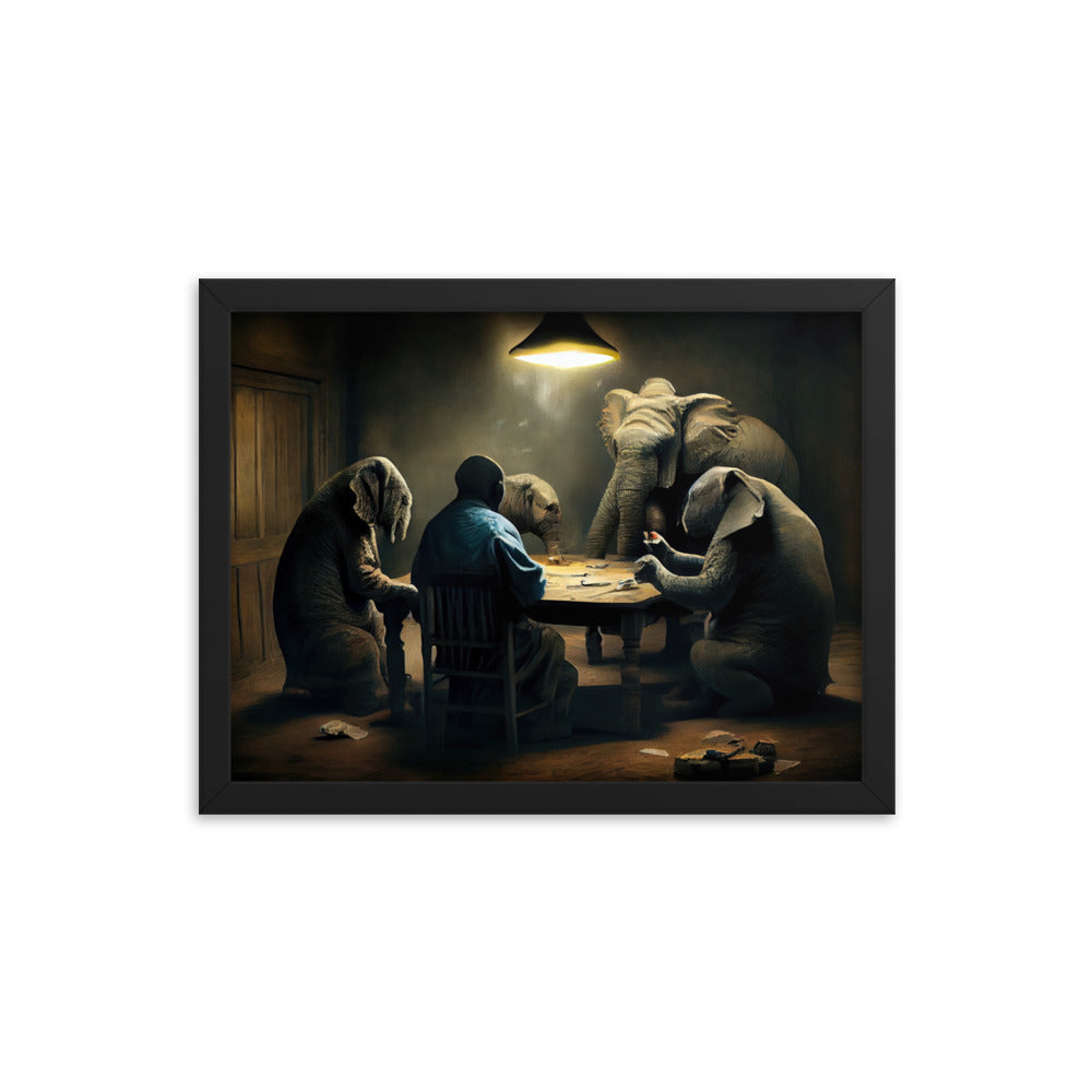 Elephants Playing Poker Framed Poster #1