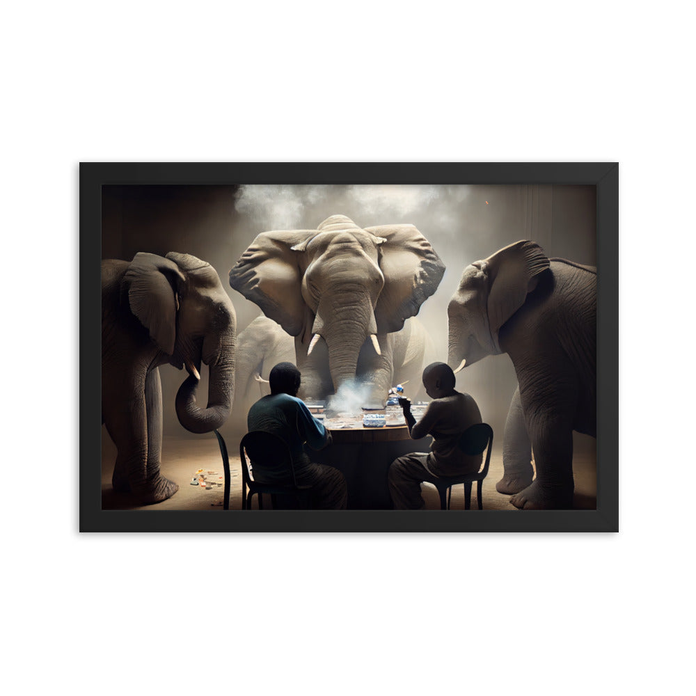 Elephants Playing Poker Framed Poster #3