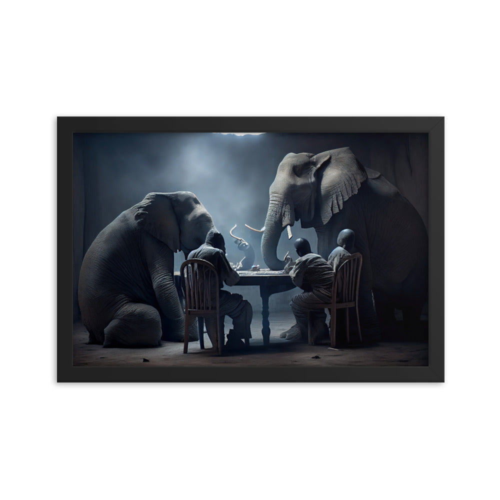 Elephants Playing Poker Framed Poster #2