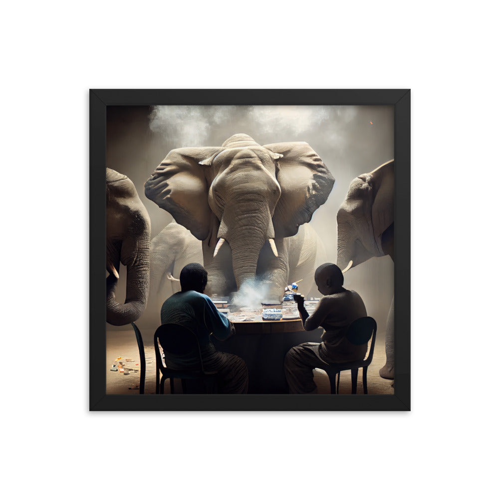 Elephants Playing Poker Framed Poster #3