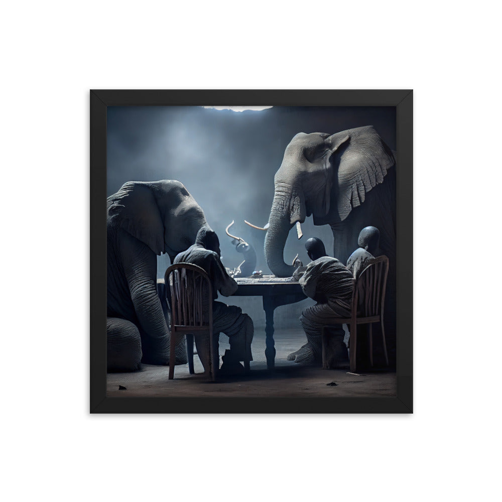 Elephants Playing Poker Framed Poster #2