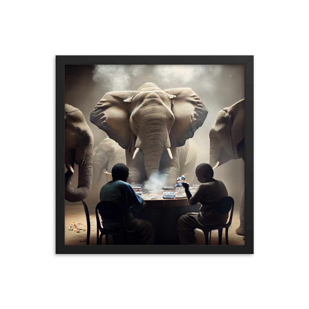 Elephants Playing Poker Framed Poster #3