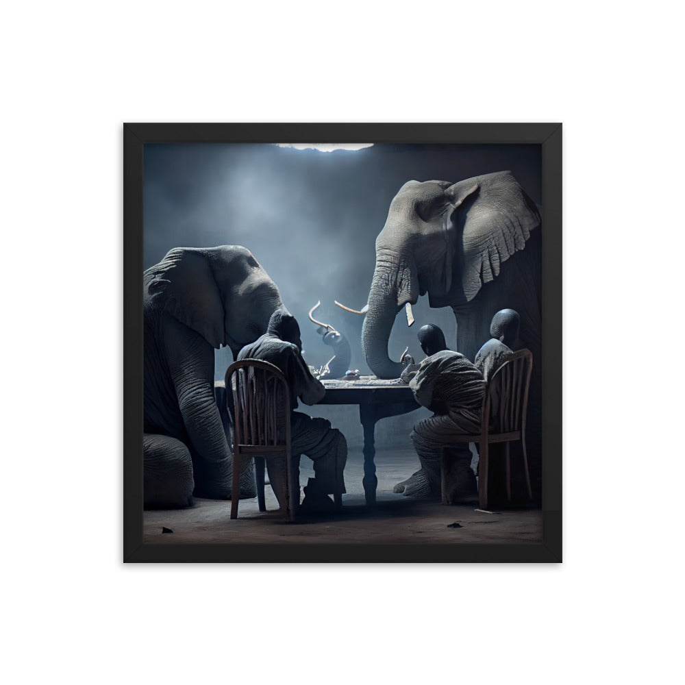 Elephants Playing Poker Framed Poster #2