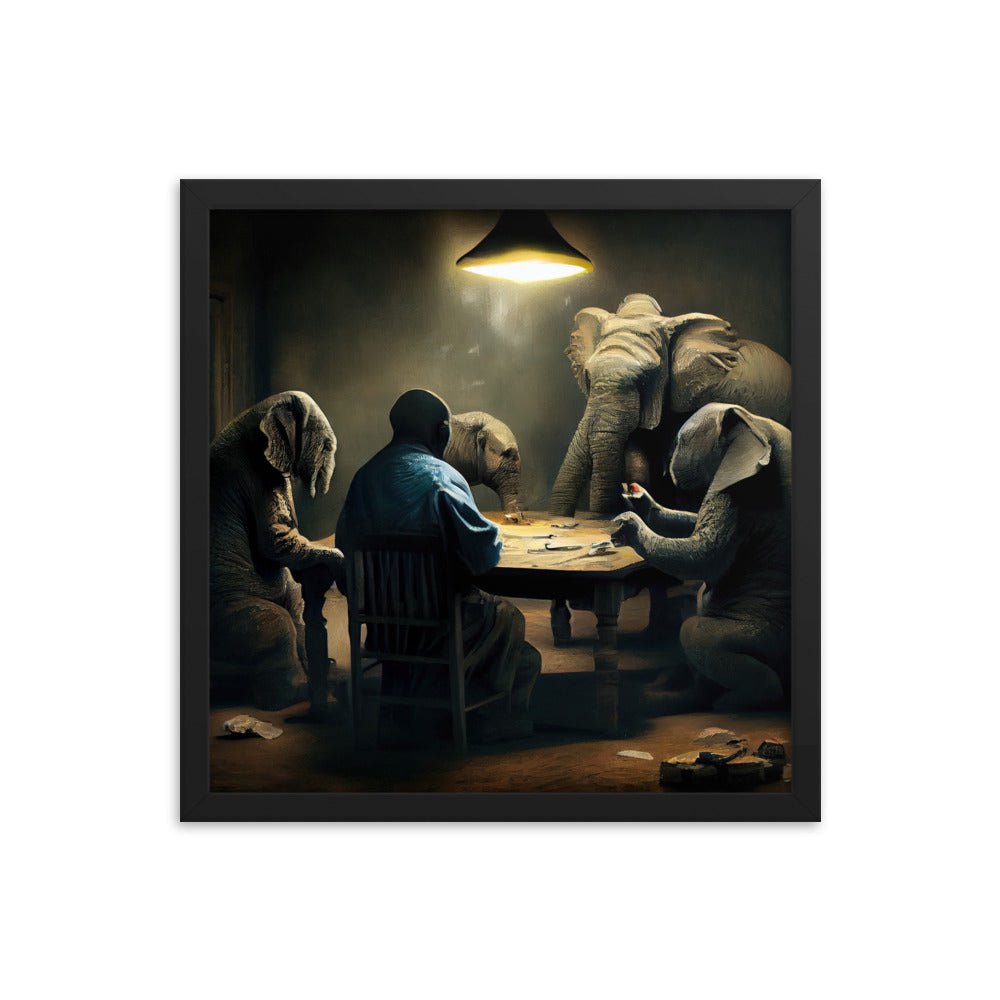 Elephants Playing Poker Framed Poster #1