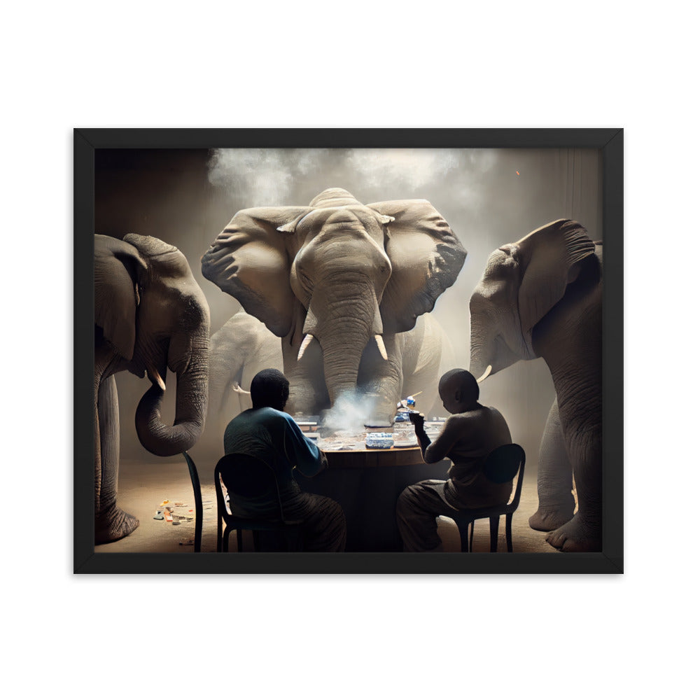 Elephants Playing Poker Framed Poster #3