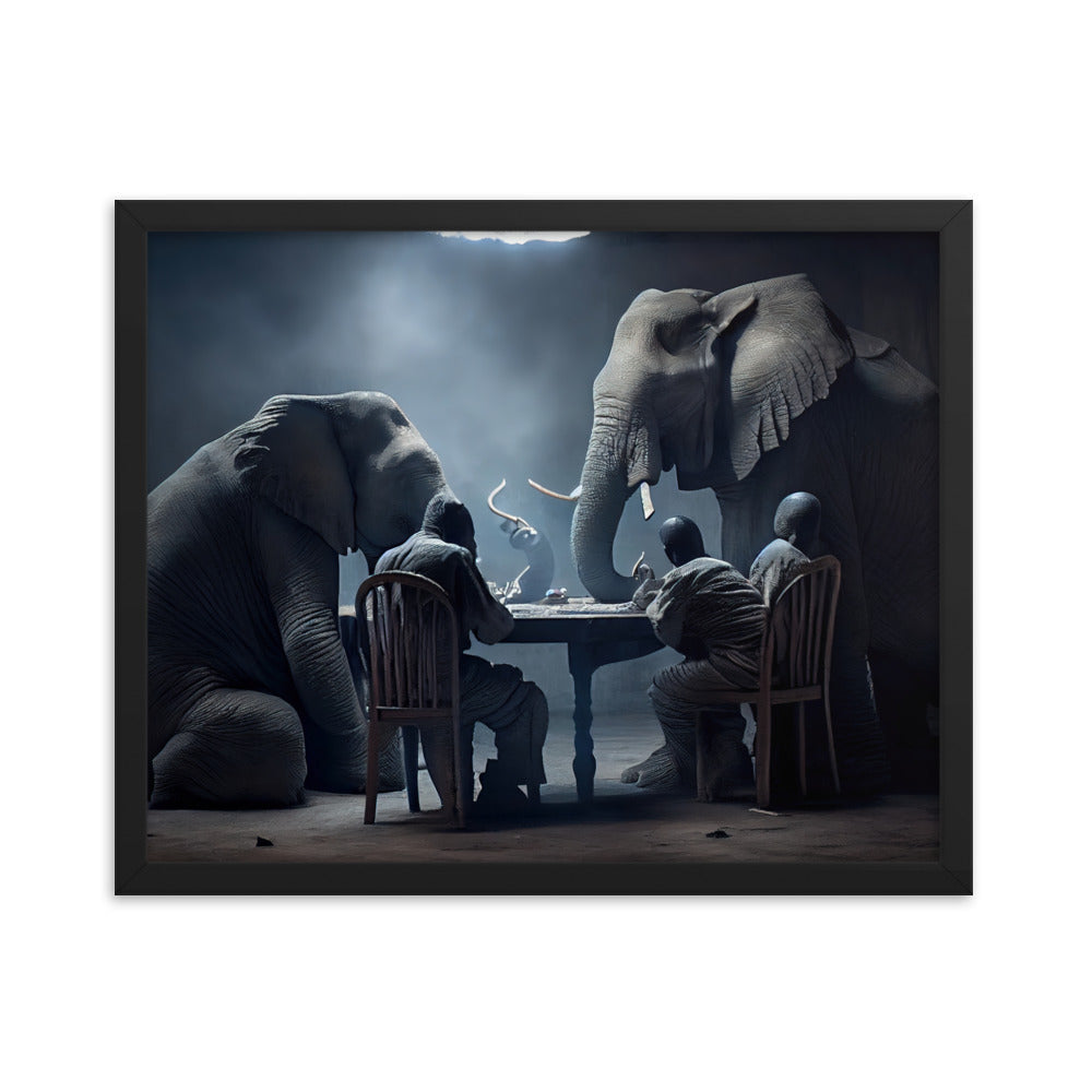 Elephants Playing Poker Framed Poster #2