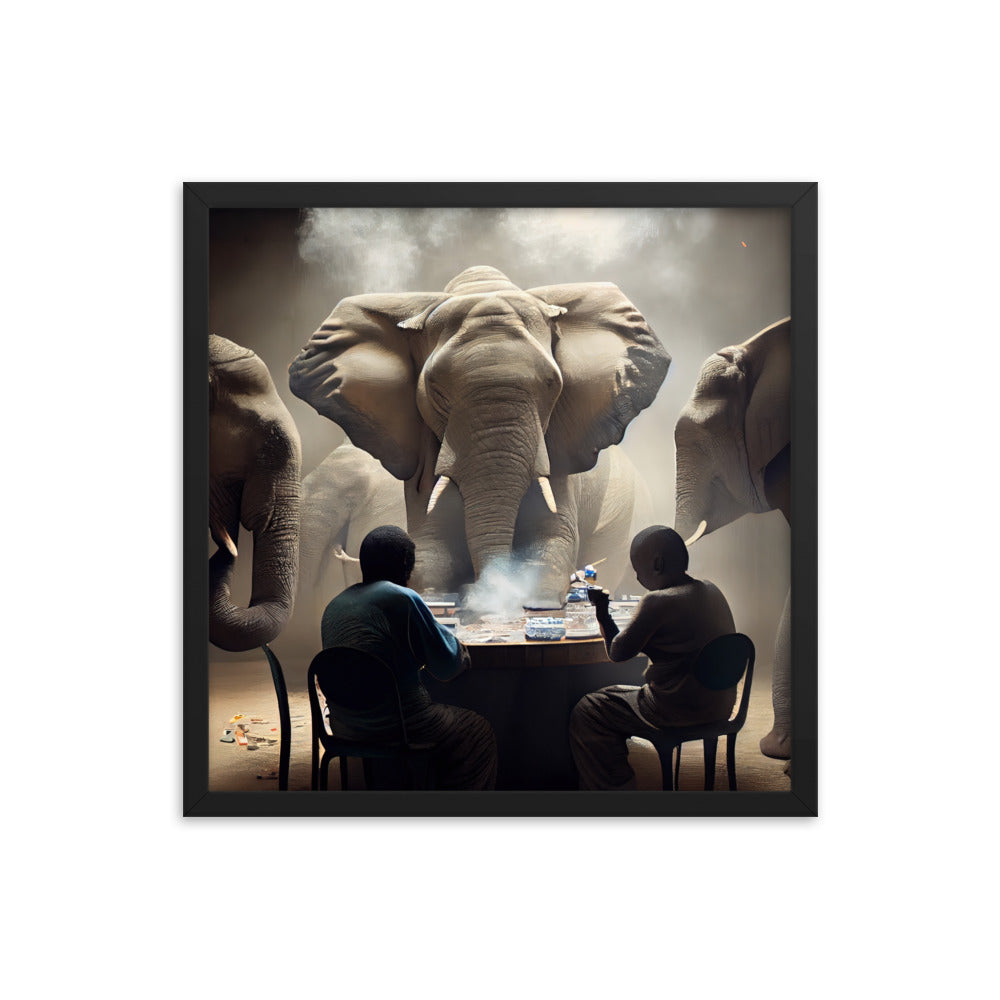 Elephants Playing Poker Framed Poster #3