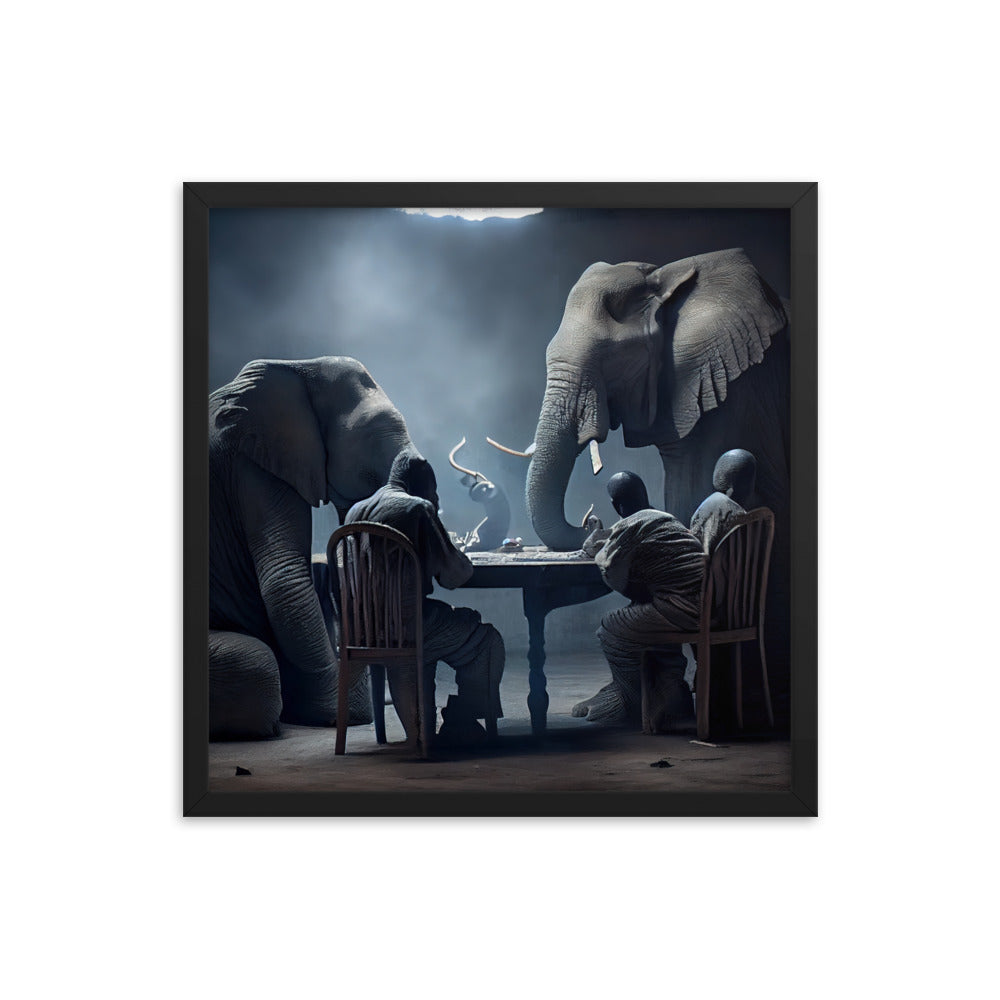 Elephants Playing Poker Framed Poster #2
