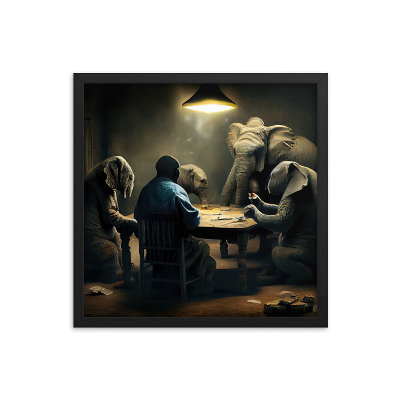 Elephants Playing Poker Framed Poster #1