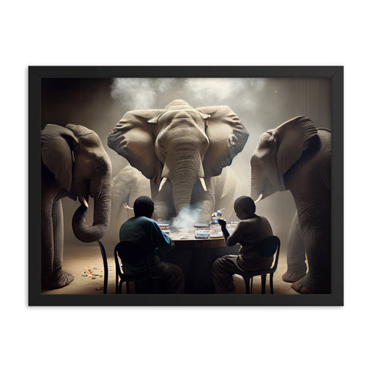 Elephants Playing Poker Framed Poster #3