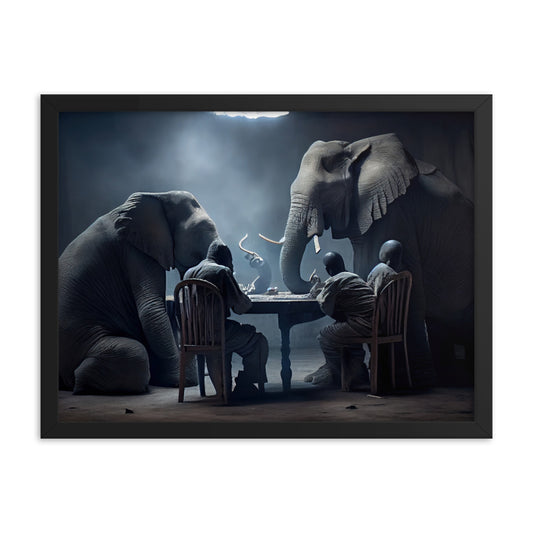 Elephants Playing Poker Framed Poster #2