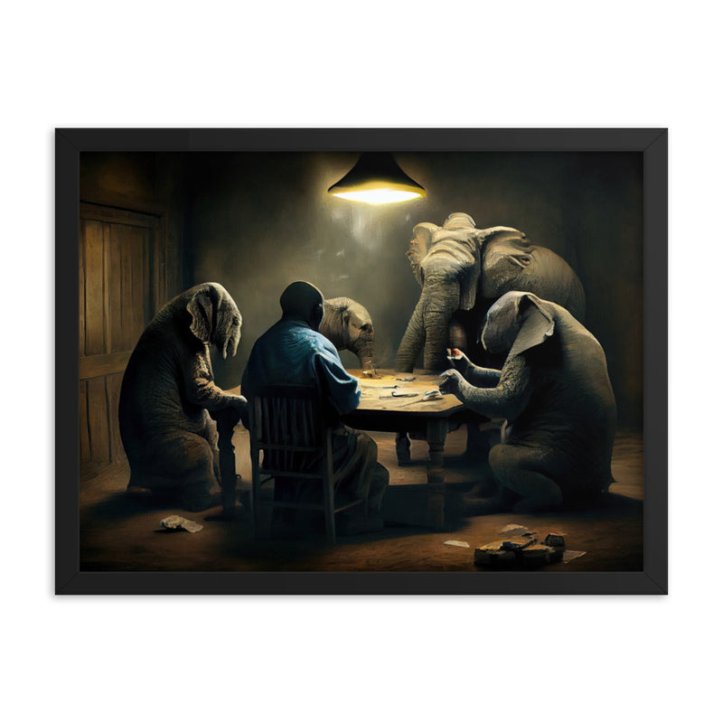 Elephants Playing Poker Framed Poster #1