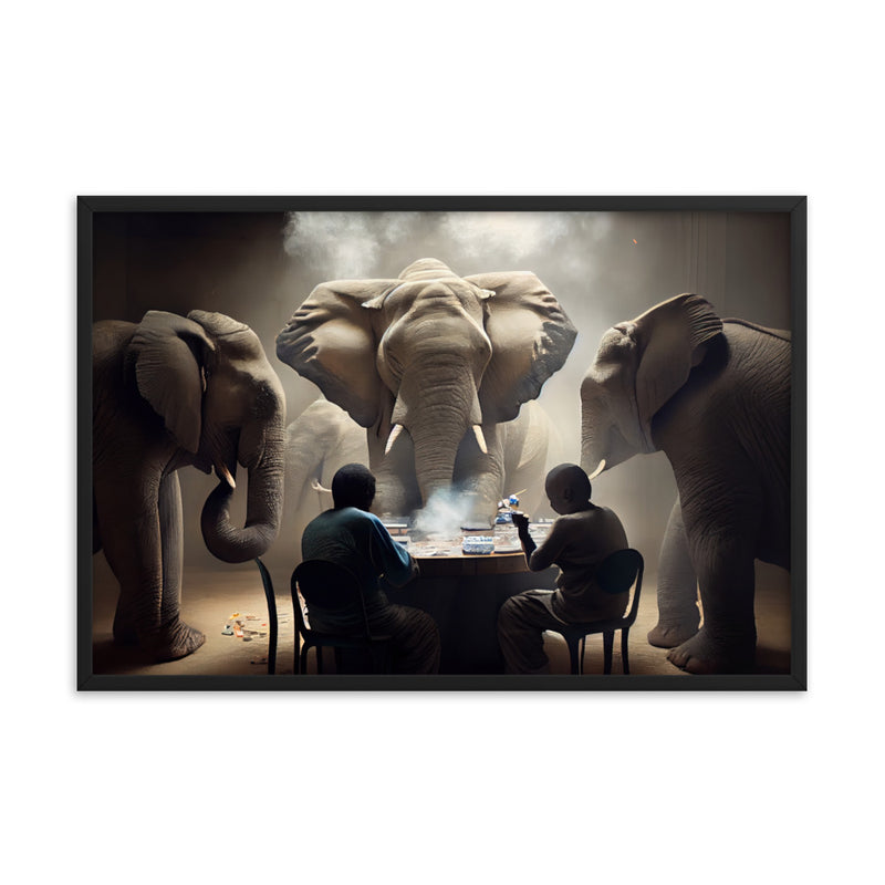 Elephants Playing Poker Framed Poster #3