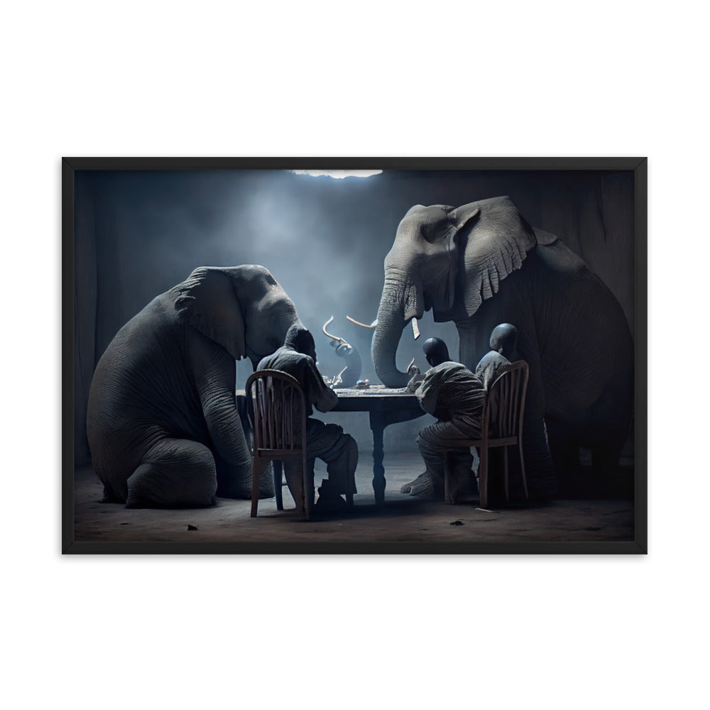 Elephants Playing Poker Framed Poster #2