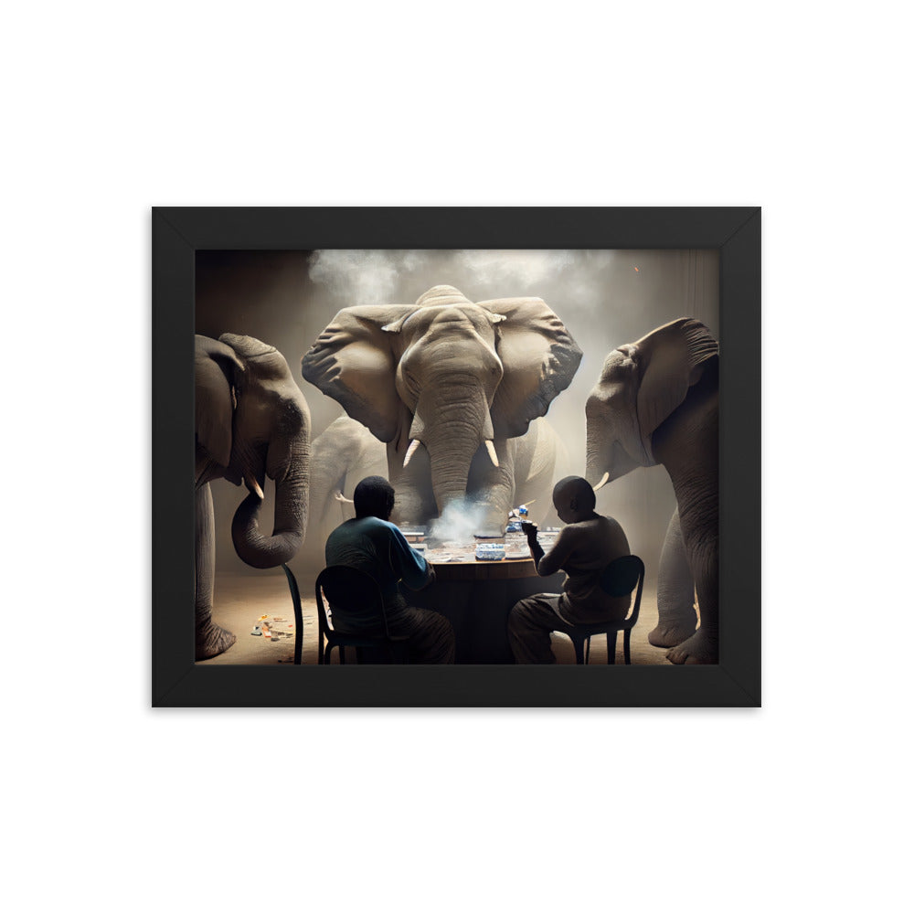 Elephants Playing Poker Framed Poster #3