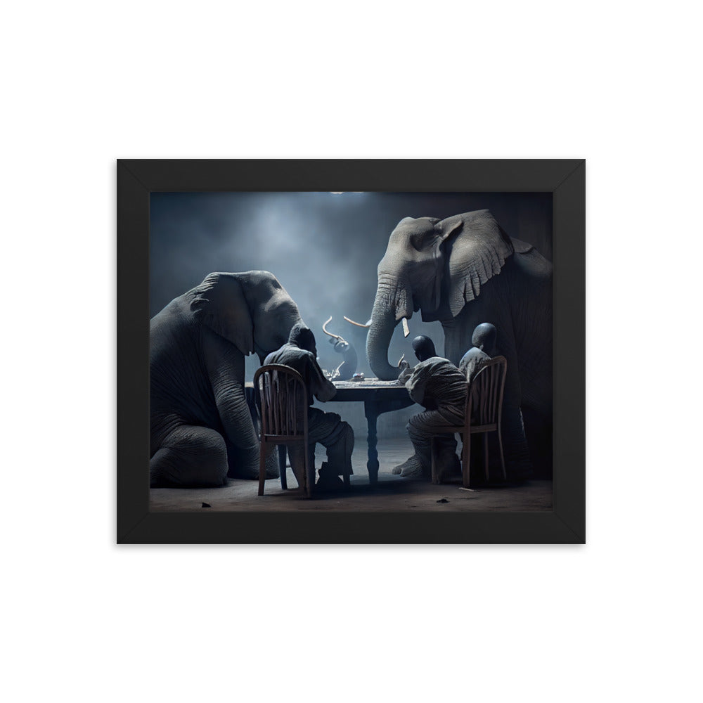 Elephants Playing Poker Framed Poster #2