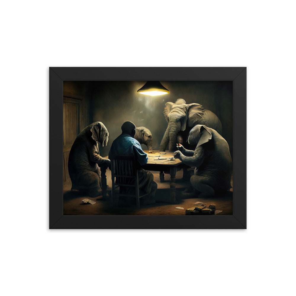Elephants Playing Poker Framed Poster #1