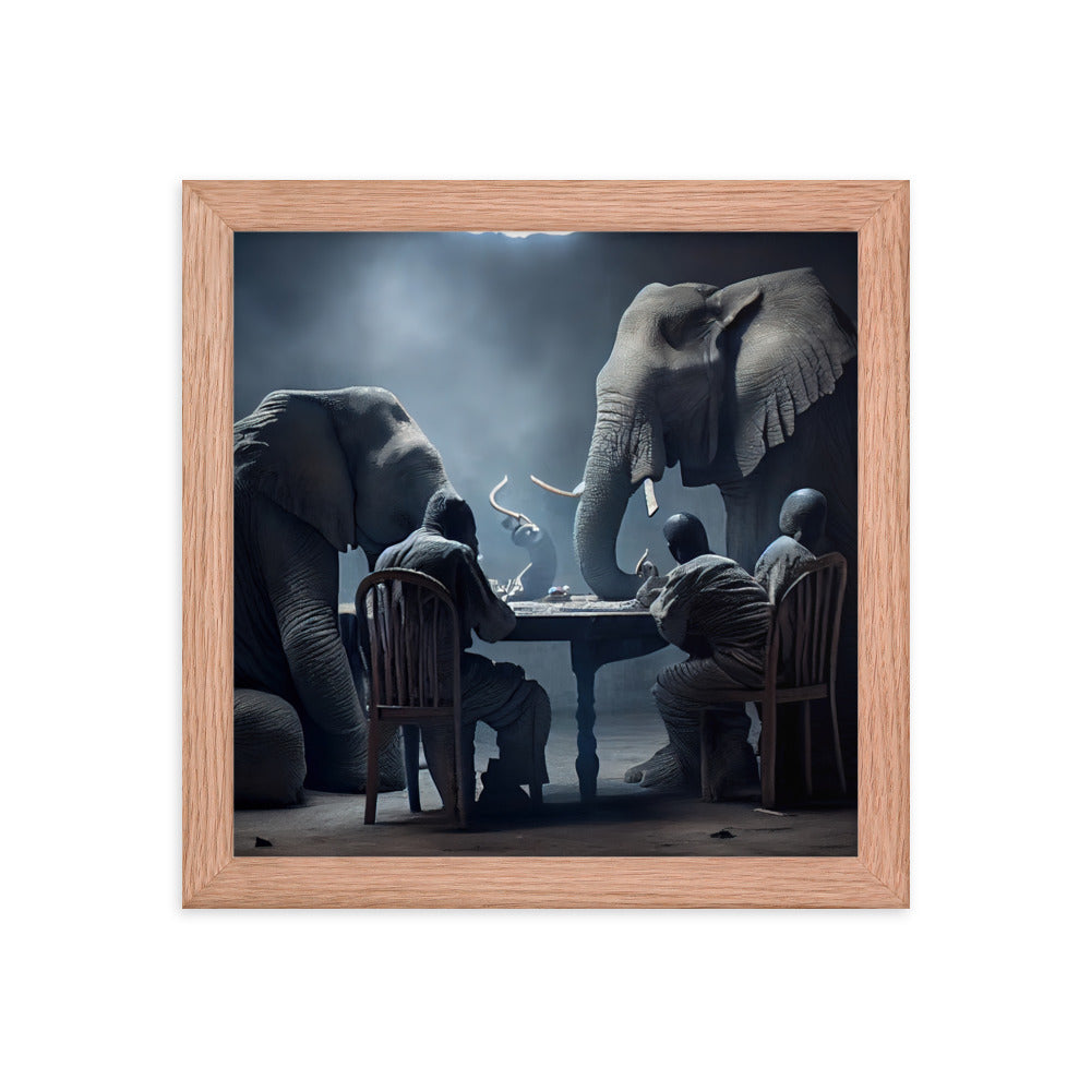 Elephants Playing Poker Framed Poster #2