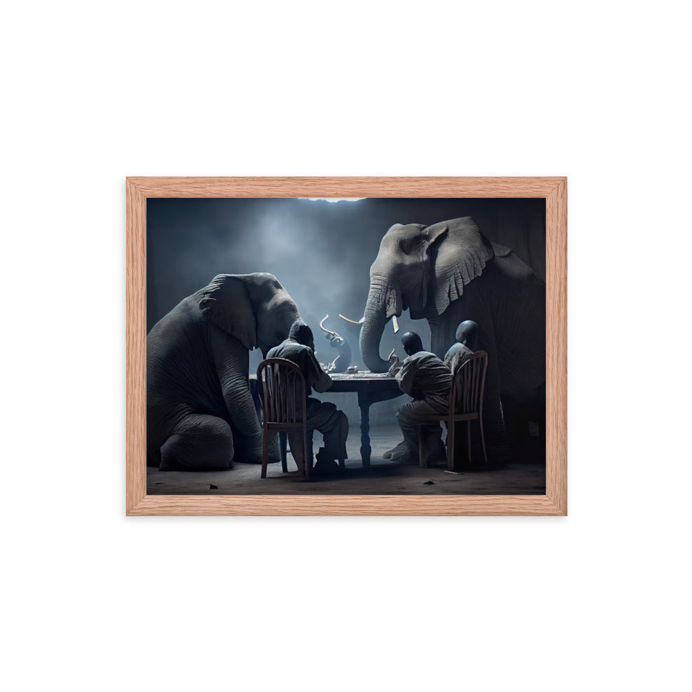 Elephants Playing Poker Framed Poster #2