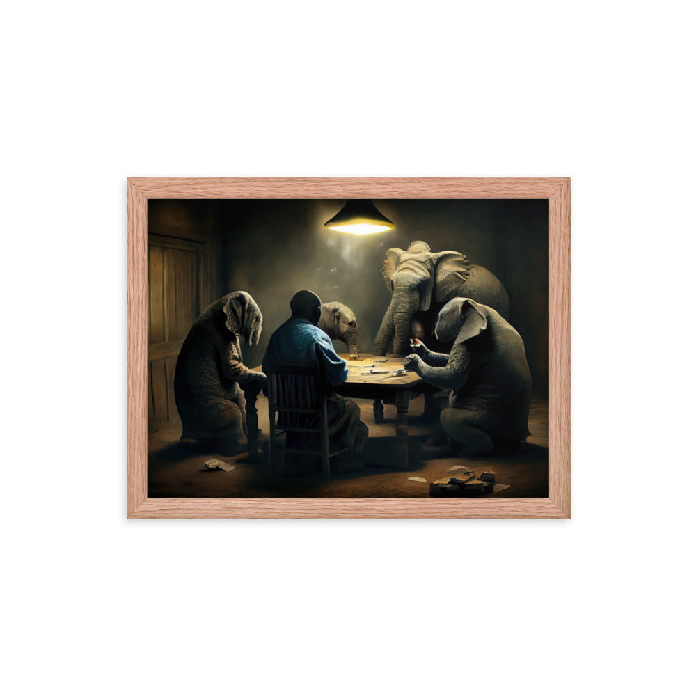 Elephants Playing Poker Framed Poster #1