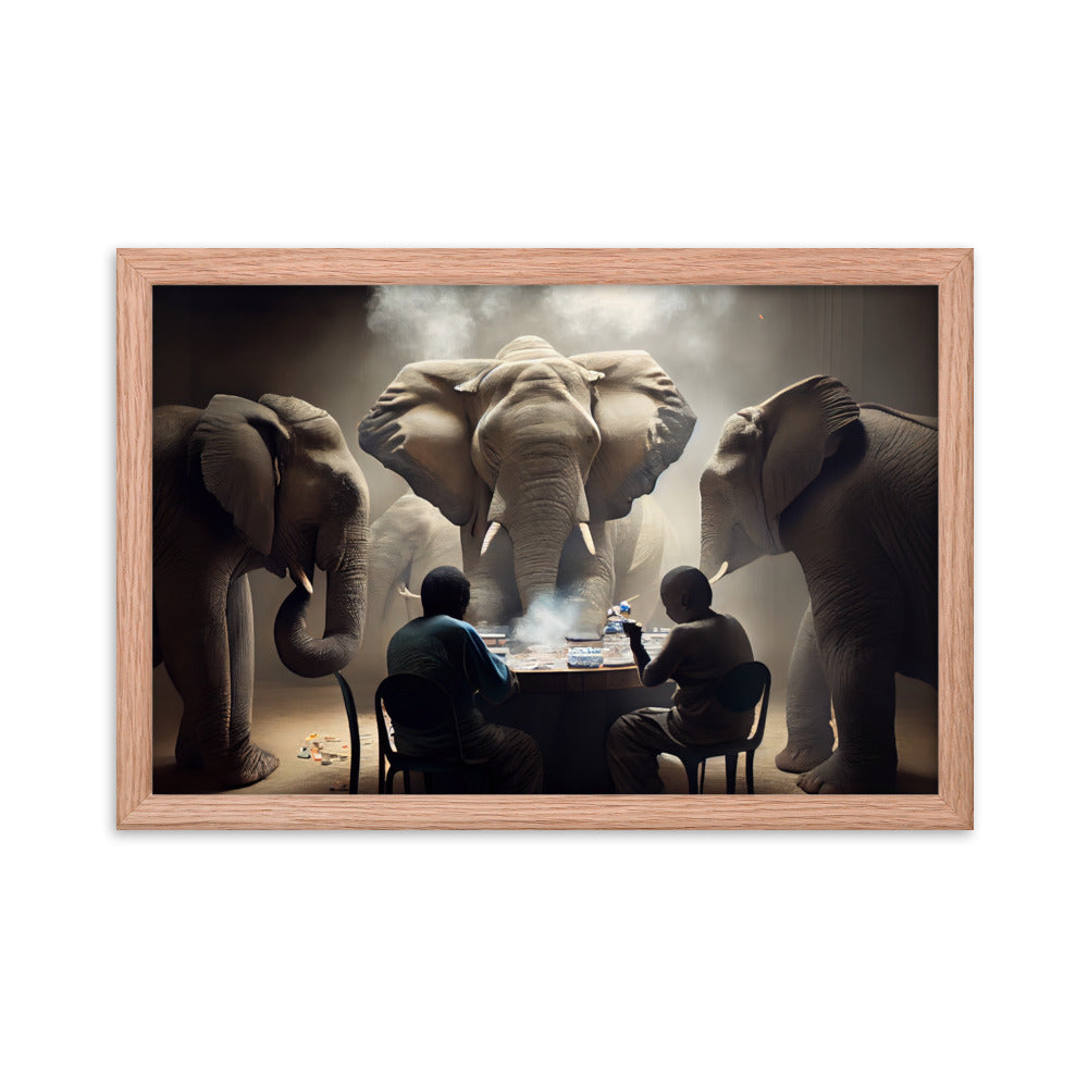 Elephants Playing Poker Framed Poster #3