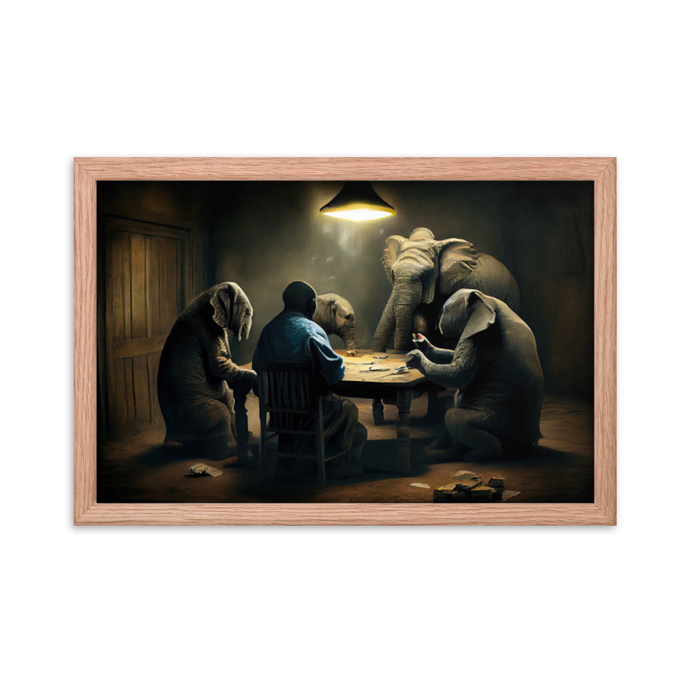 Elephants Playing Poker Framed Poster #1