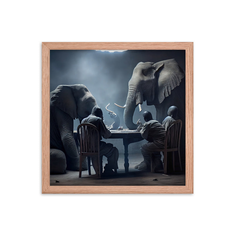 Elephants Playing Poker Framed Poster #2