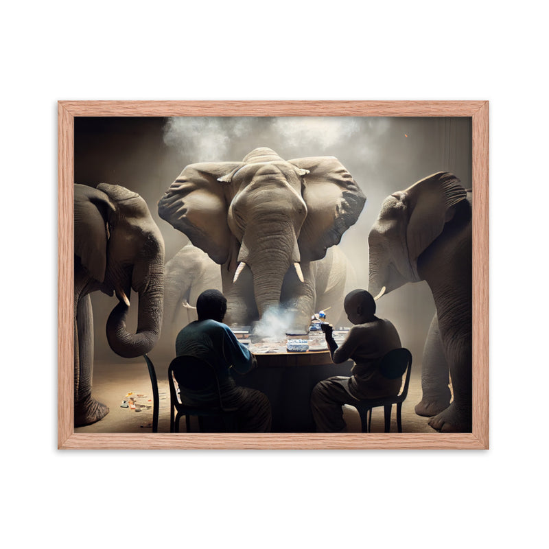 Elephants Playing Poker Framed Poster #3