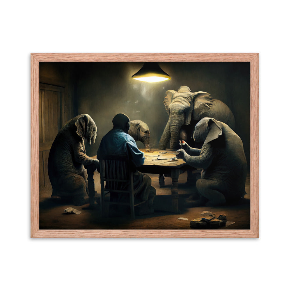 Elephants Playing Poker Framed Poster #1
