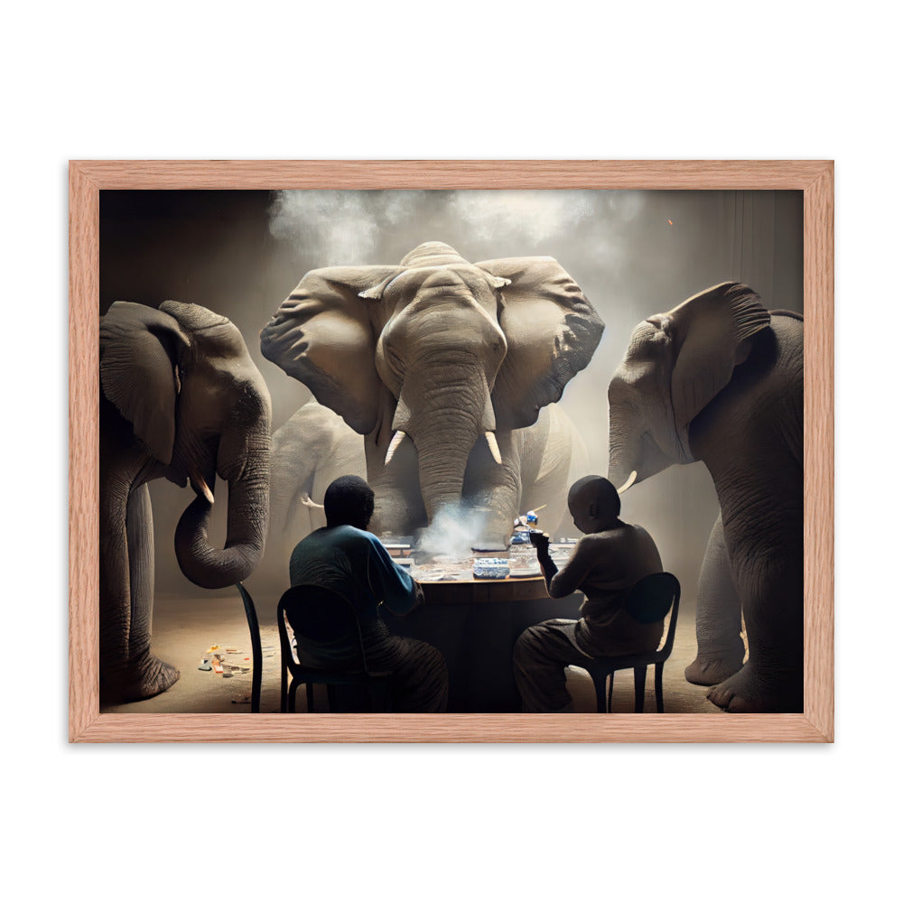 Elephants Playing Poker Framed Poster #3