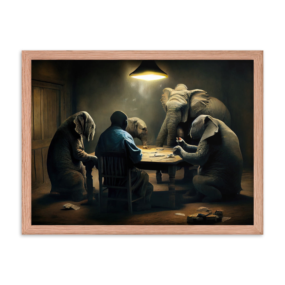 Elephants Playing Poker Framed Poster #1