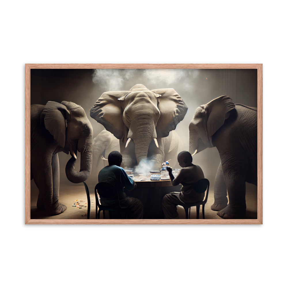 Elephants Playing Poker Framed Poster #3