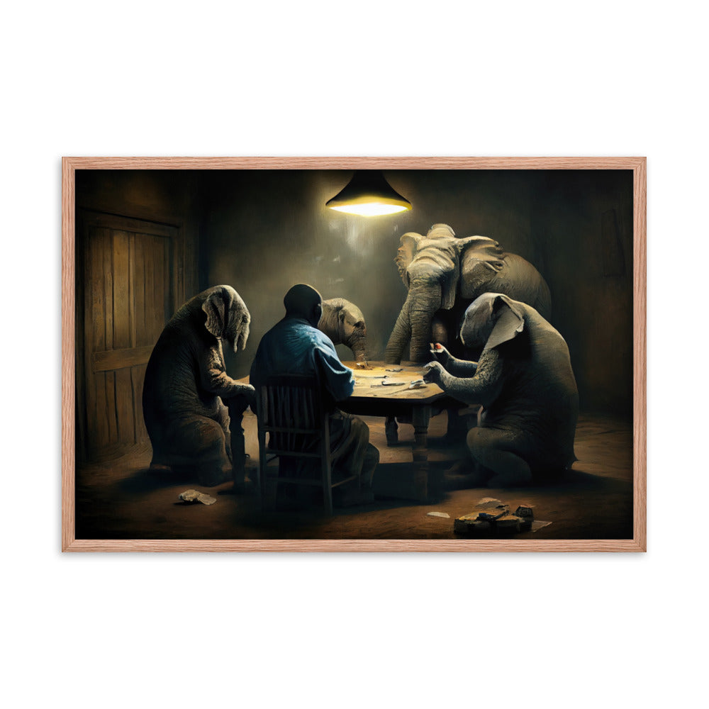 Elephants Playing Poker Framed Poster #1