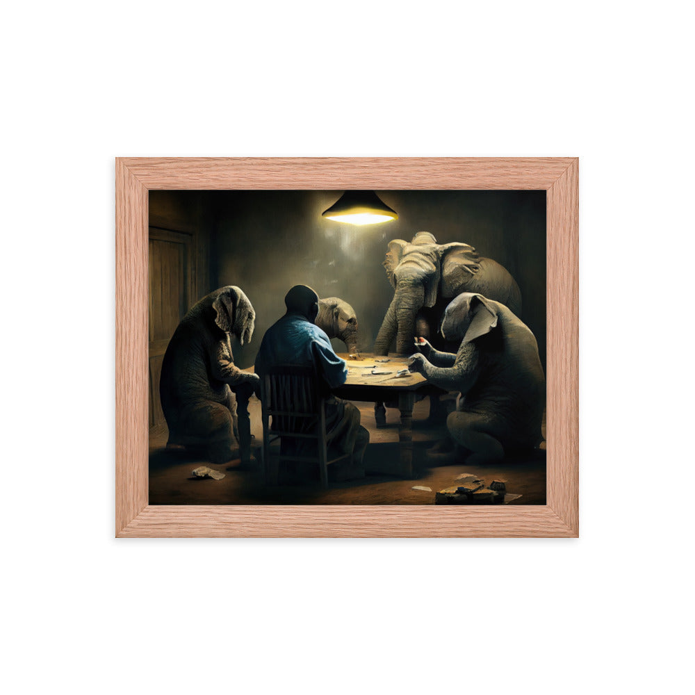 Elephants Playing Poker Framed Poster #1