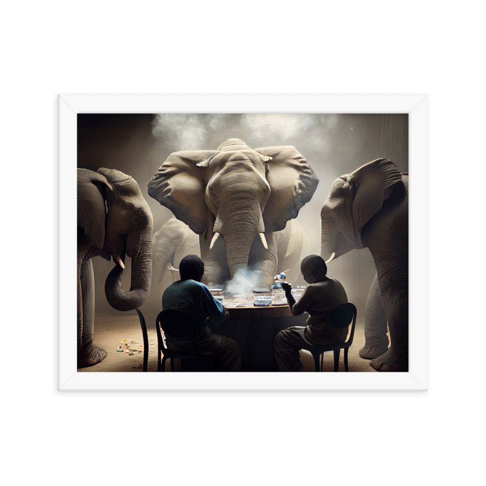 Elephants Playing Poker Framed Poster #3
