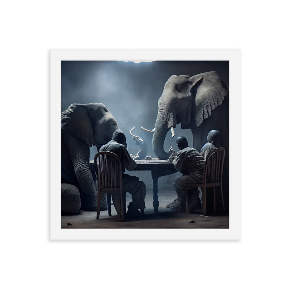 Elephants Playing Poker Framed Poster #2