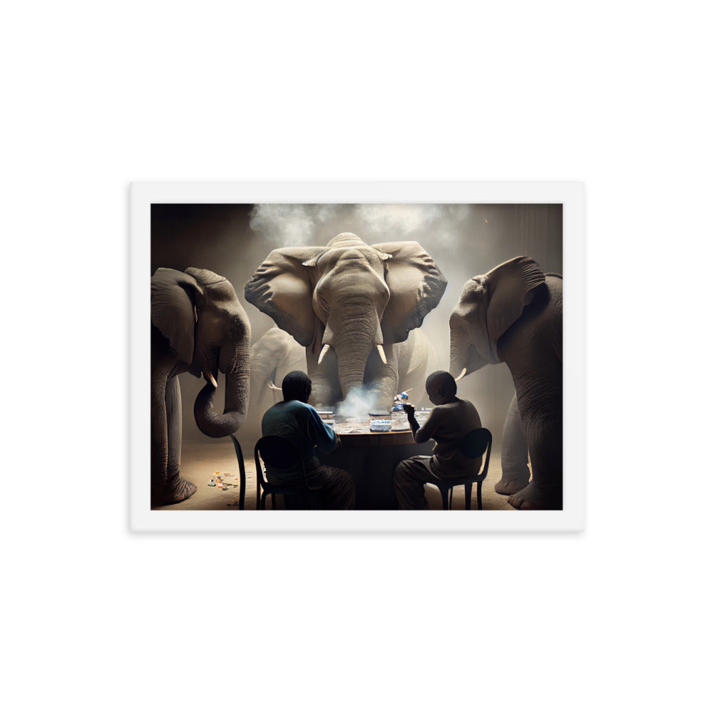 Elephants Playing Poker Framed Poster #3