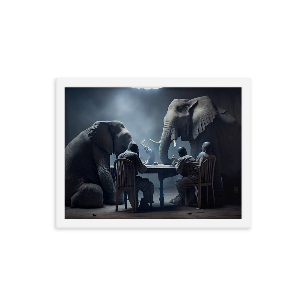 Elephants Playing Poker Framed Poster #2