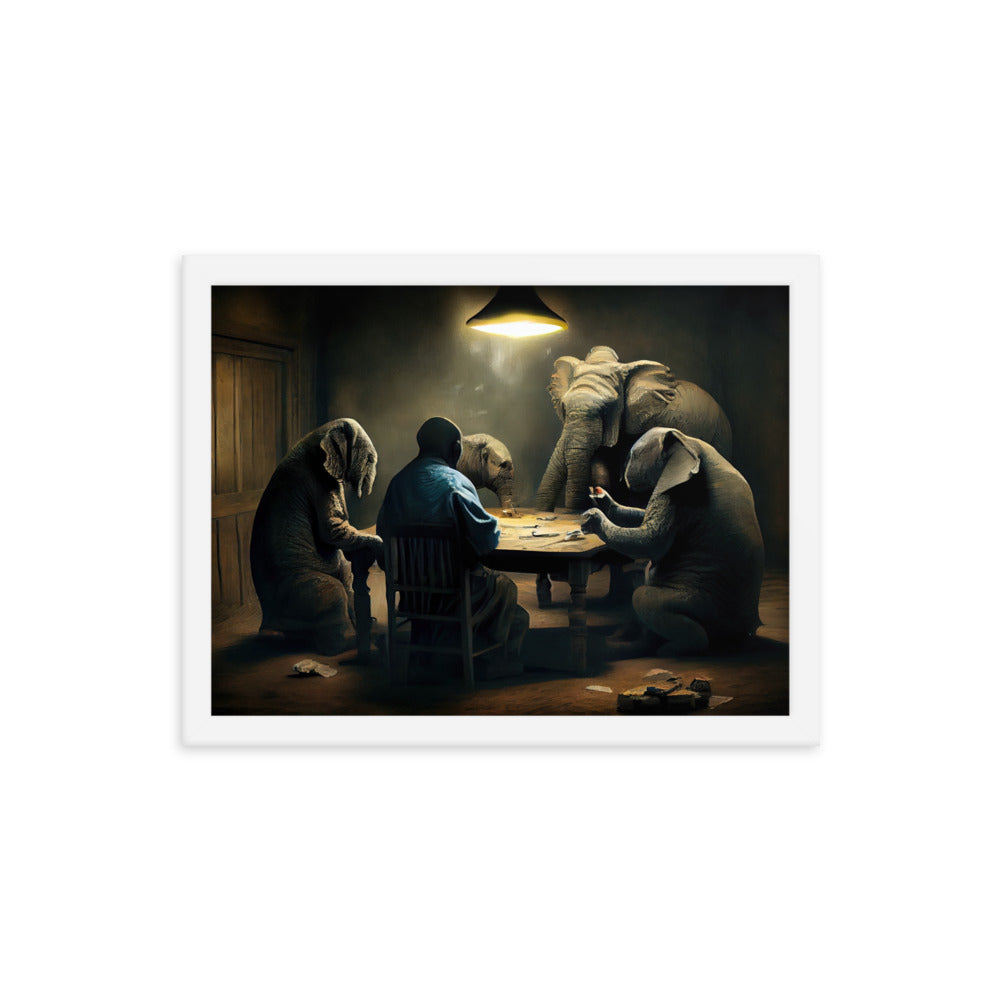 Elephants Playing Poker Framed Poster #1