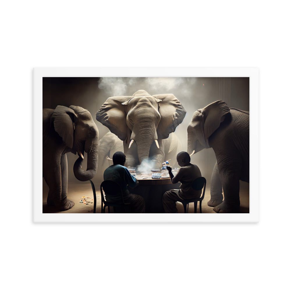 Elephants Playing Poker Framed Poster #3