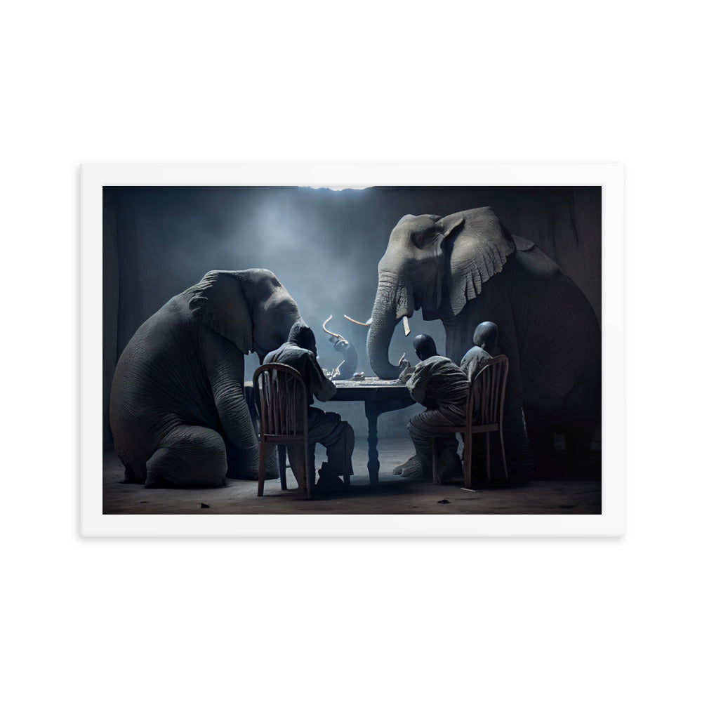 Elephants Playing Poker Framed Poster #2