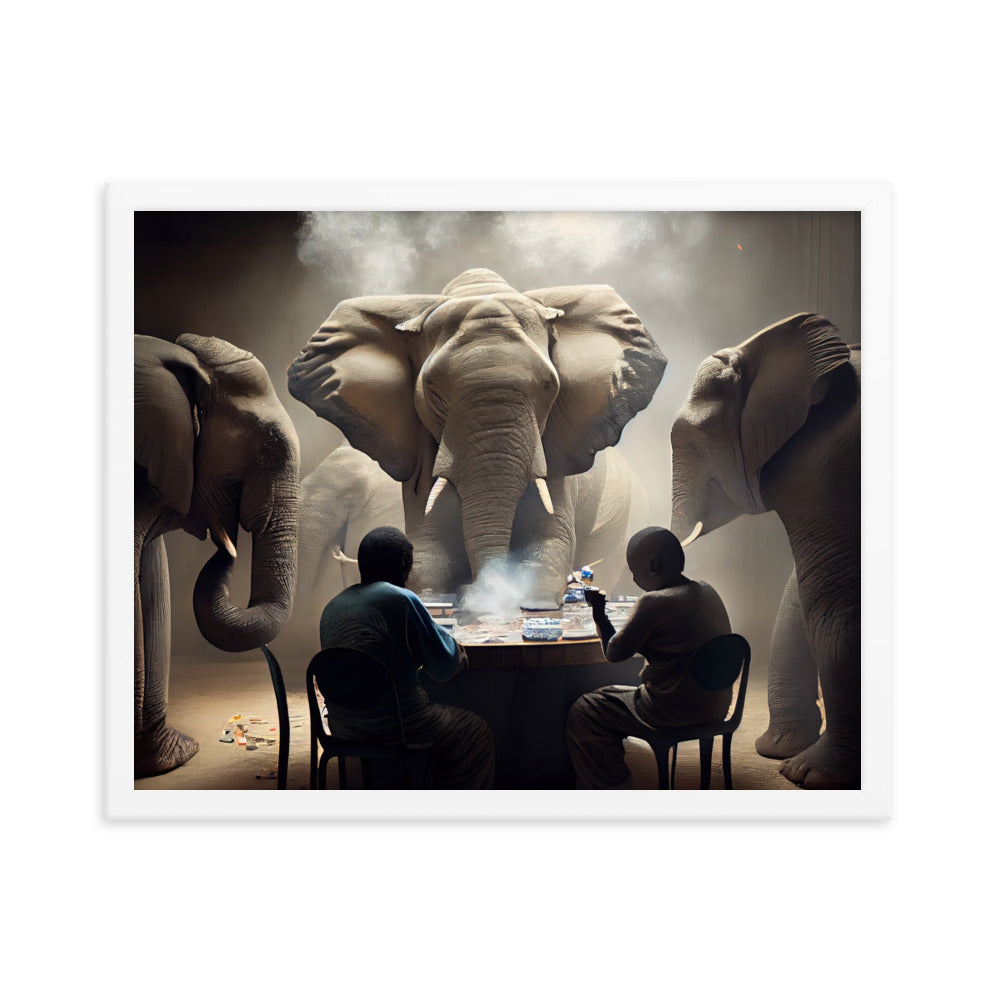 Elephants Playing Poker Framed Poster #3