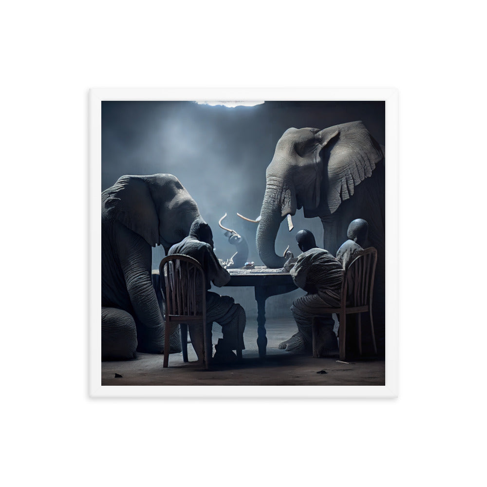 Elephants Playing Poker Framed Poster #2