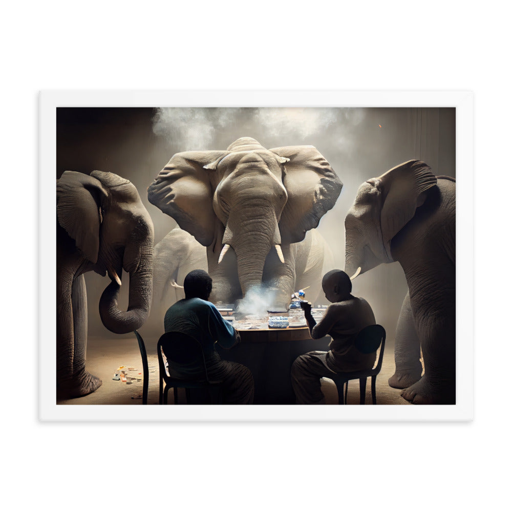Elephants Playing Poker Framed Poster #3