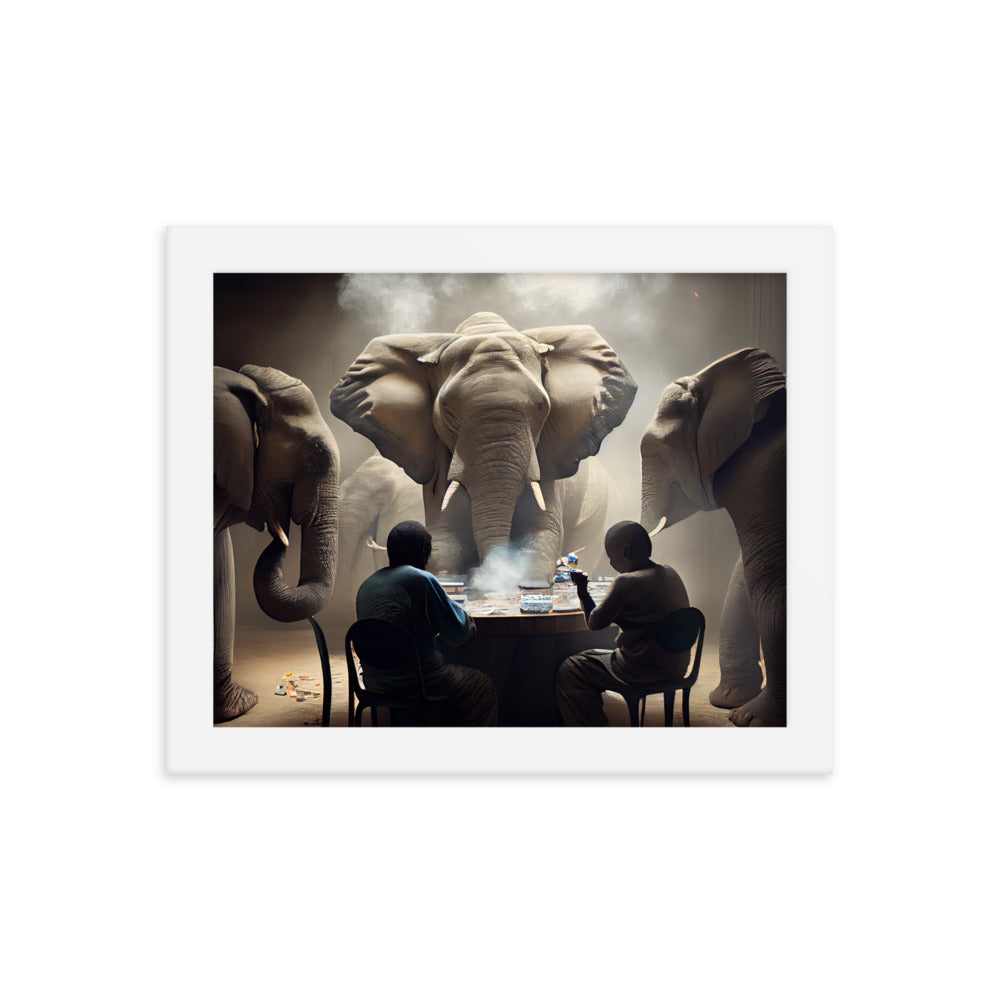 Elephants Playing Poker Framed Poster #3