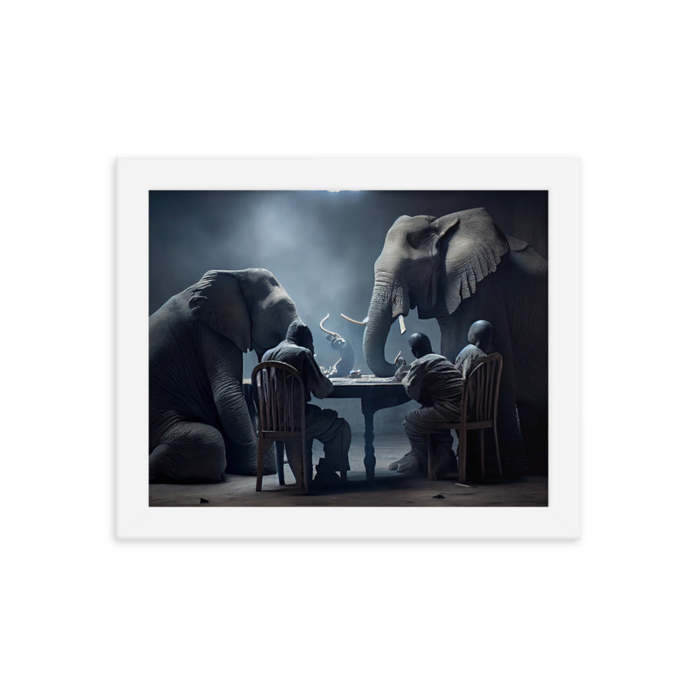 Elephants Playing Poker Framed Poster #2